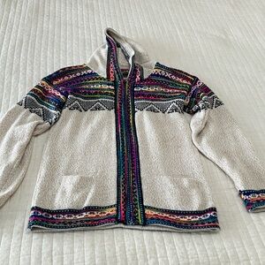 Peruvian Baby Alpaca Multicolor Patterned Hooded Sweater